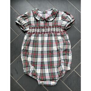 La Coqueta Dolores Smocked Tartan Bubble 3T